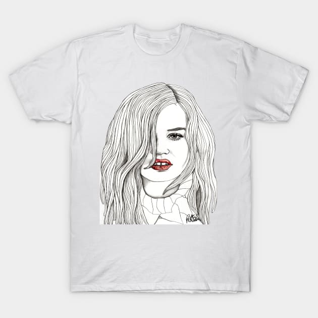 Georgia with Red Lips T-Shirt by paulnelsonesch